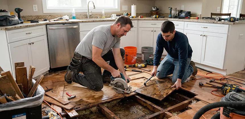 Kitchen Floor Water Damage Repair in Puyallup